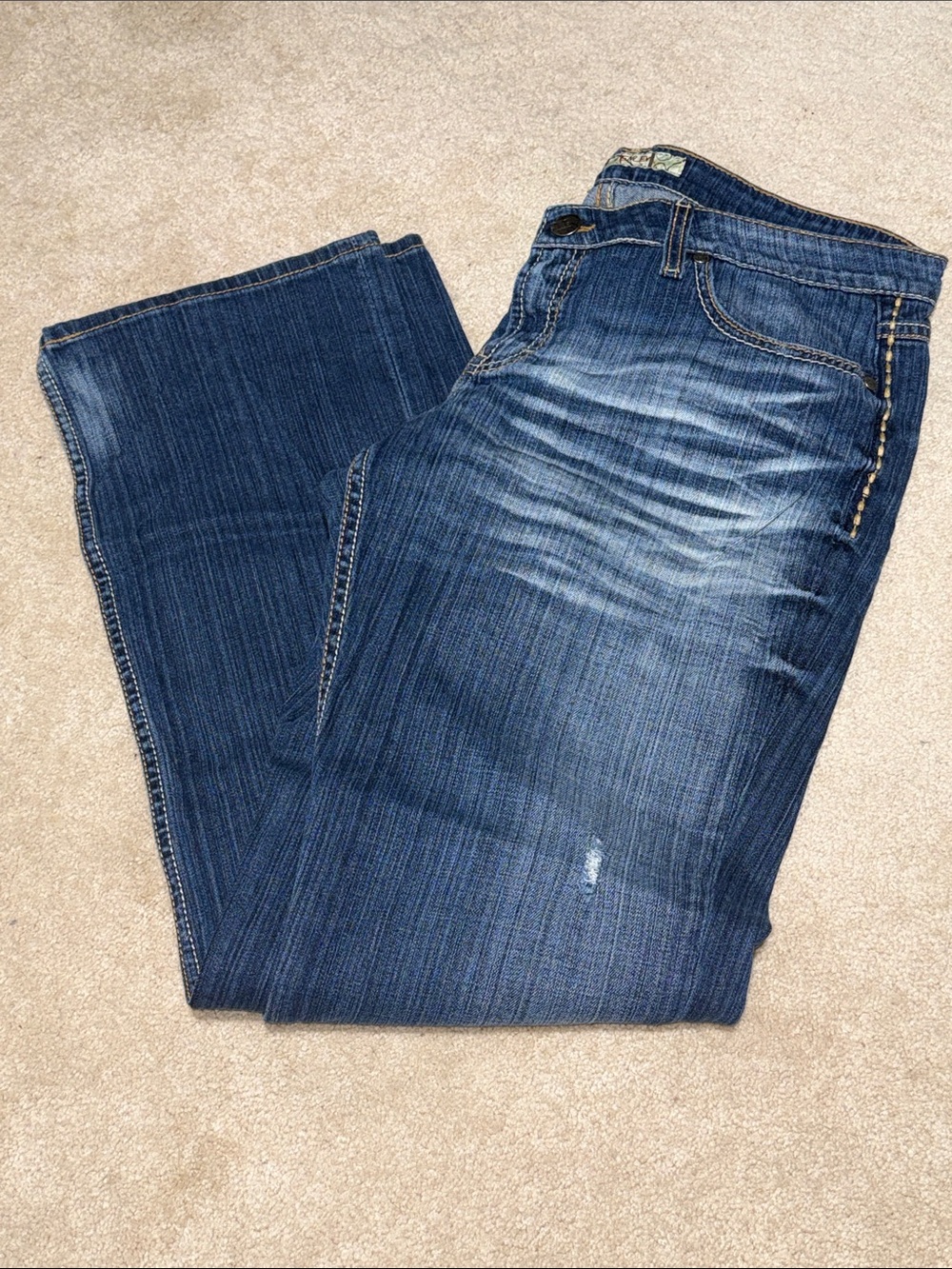 BKE Women's Tenley Dark Blue Bootcut Jeans with Whiskering